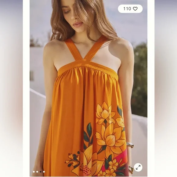 Anthropologie NWT FARM RIO HALTER MAXI COVER-UP DRESS size XS. - Picture 5 of 7